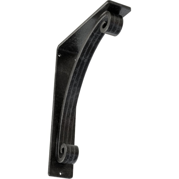 Ekena Millwork Legacy Wrought Iron Bracket, (Triple center brace), Antiqued Silver 2"W x 7 1/2"D x 10"H BKTM02X07X10TLEASV - main
